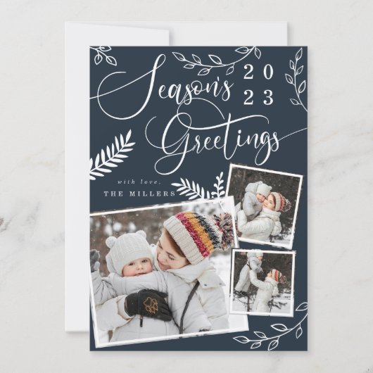 Seizoensgroeten Bright kerst 3 Foto Feestdagenkaart (Voorkant)