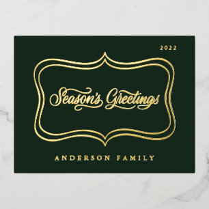 Seizoensgroeten Classic Gold Lijst Folie Feestdagen Briefkaart