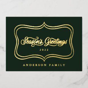 Seizoensgroeten Classic Gold Lijst Folie Feestdagenkaart