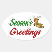 Seizoensgroeten die met Kerstmis in het rendiertje Ovale Sticker (Voorkant)