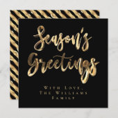 Seizoensgroeten Elegant Black Gold Script Chic Feestdagenkaart (Voorkant / Achterkant)