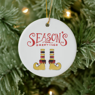 Seizoensgroeten Elf Schoenen Keramisch Ornament