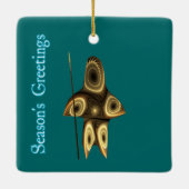 Seizoensgroeten - Fractal Inuit Hunter Keramisch Ornament (Achterkant)