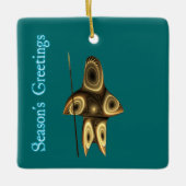Seizoensgroeten - Fractal Inuit Hunter Keramisch Ornament (Voorkant)