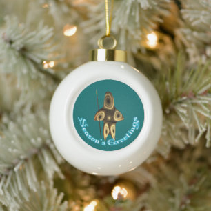 Seizoensgroeten - Fractale Inuit Jager Keramische Bal Ornament