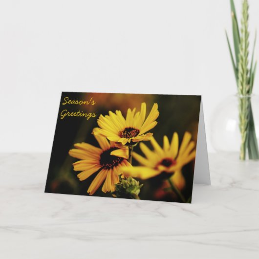 Seizoensgroeten Geel Madeliefje Kaart (Voorkant)