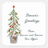 Seizoensgroeten kerstboom vierkante sticker (Voorkant)