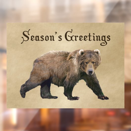 Seizoensgroeten - Kodiak-Beer Raamsticker (Vel 2)
