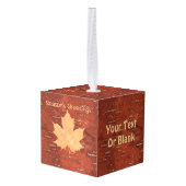 Seizoensgroeten - Maple Leaf on Birch Bark Kubus Ornament (Achter hoekig)