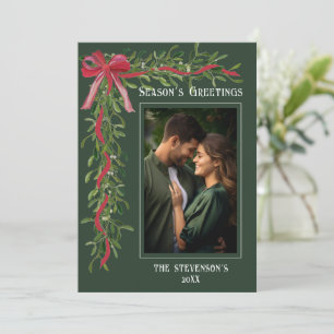 Seizoensgroeten Mistletoe Foto Kerstmis Feestdagenkaart