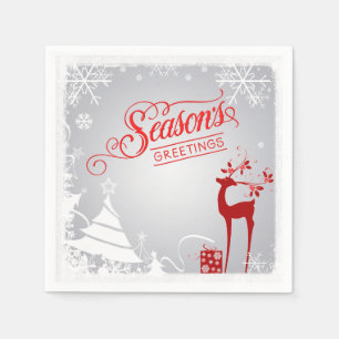 Seizoensgroeten Papier Napkins   Chalkboard Deer Servetten