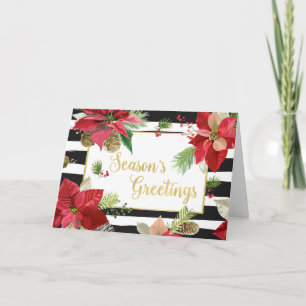Seizoensgroeten Poinsettia's, Zwarte Strepen Kaart