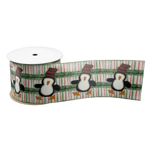 Seizoensgroeten, prettige kerstpinguïn lint