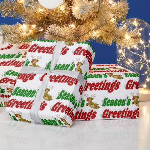 Seizoensgroeten Reindekerst-typografie Cadeaupapier