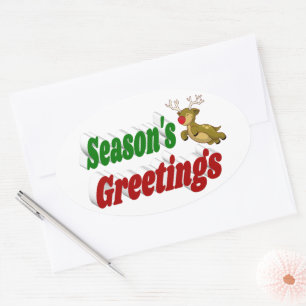 Seizoensgroeten Reindekerst-typografie Ovale Sticker