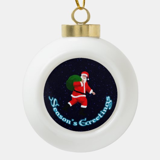 Seizoensgroeten - Santa Claus Keramische Bal Ornament (Voorkant)