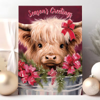 Seizoensgroeten Schotse Hoogland Kerstkaart