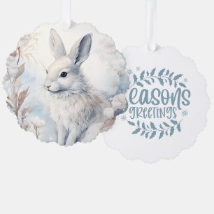 Seizoensgroeten Sneeuwschoenkonijn Ornament Kaart