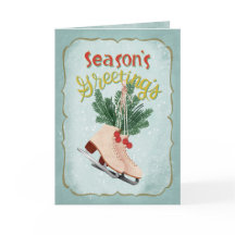 Seizoensgroeten Vintage Schaatsen Kerst en Oud en 