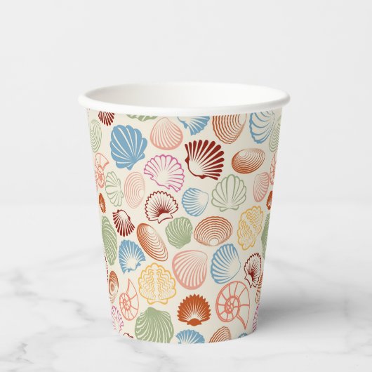 Seizoenshellen van de kust papieren bekers (Voorkant)