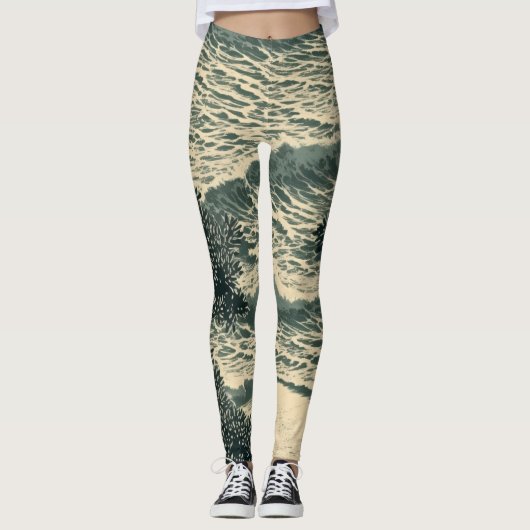 Seizoensrust: Lino gesneden kunstwerk Leggings (Voorkant)