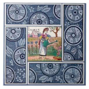 Seizoenstegels: Summer van Kate Greenaway Repro 18 Tegeltje