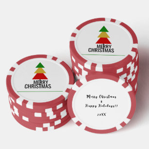 SEIZOENSVAKANTIE KERSTBOOM VROLIJK KERSTMIS WIT POKER CHIPS