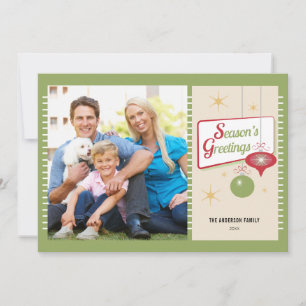 Seizoensvergrotingen Retro Foto Kerstmis Feestdagenkaart