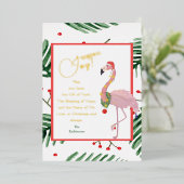 Seizoensvreugde Tropische bladeren Roze Santa Flam Folie Feestdagenkaart (Staand Voorkant)