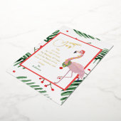 Seizoensvreugde Tropische bladeren Roze Santa Flam Folie Feestdagenkaart (Gedraaid)