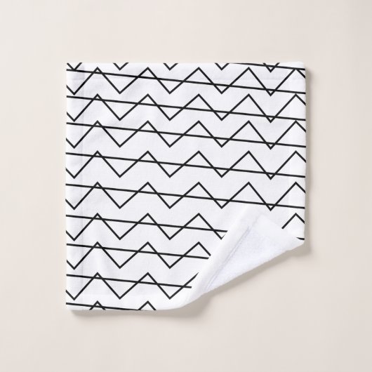 Seizoenszwart en wit Chevron Stripe Bad Handdoek (Wasdoekje)