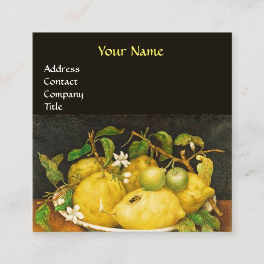SEIZOENVRUCHTEN, LEMONS EN WITTE STROMEN Geel Vierkante Visitekaartje (Voorkant)