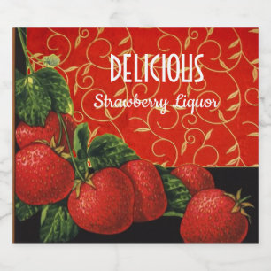 SEIZOENVRUCHTEN, STRAWBERRIES Aardbeienlikeur Likeurfles Etiket