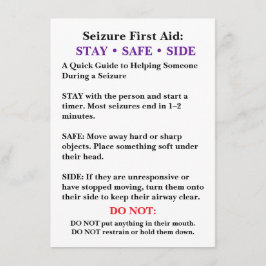 Seizure First Aid Card  Kaart