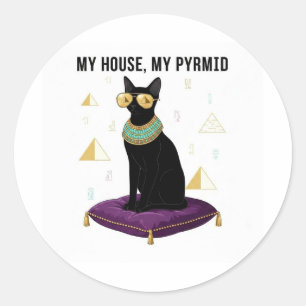 Sekhment Egyptische Kat Bastet Godin Piramide Ronde Sticker