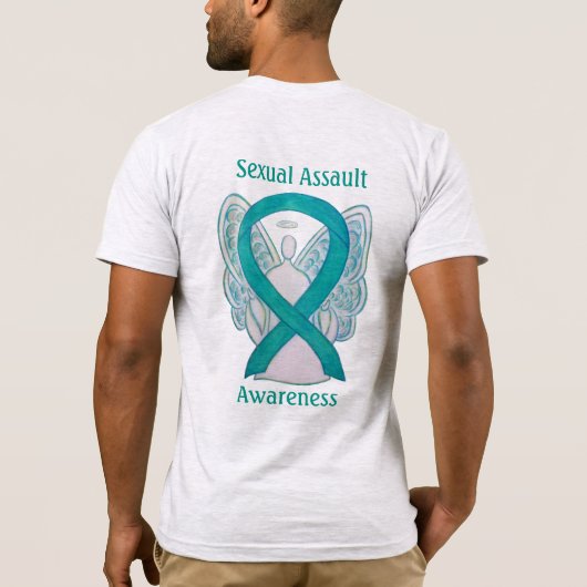 Seksuele asbest Awareness Ribbon Angel Custom Shir T-shirt (Achterkant)