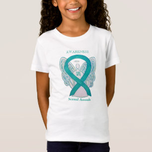Seksuele asbest Blauwgroen bewustzijn Ribbon Angel T-shirt