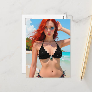 Seksy Zwarte Bikini Scifi Dames Postkaart