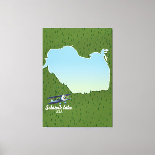 Selawik meer Alaska kaart Canvas Afdruk