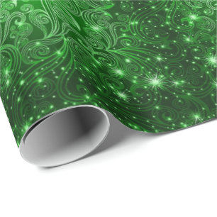 Selderfgoedpapier voor groene zWIELEN en sterren Cadeaupapier