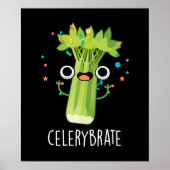 Selderij Funny Veggie Celery Pun Dark BG Poster (Voorkant)