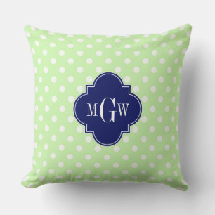 Selderij Stippen Marineblauw Quatrefoil 3 Monogram Kussen