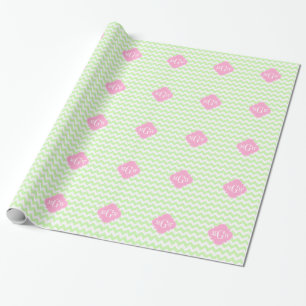 Selderij Whark Chevron Pink Quatrefoil 3 Monogram Cadeaupapier
