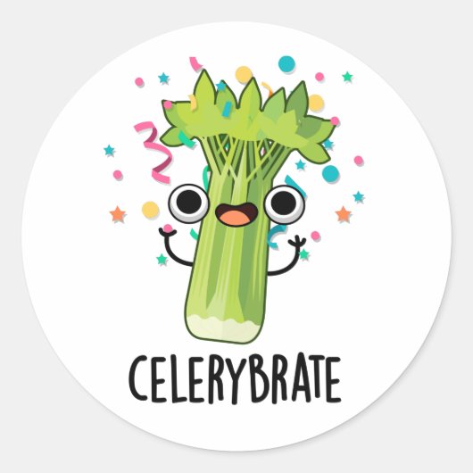 Selderijbont Funny Veggie Celery Pun Ronde Sticker (Voorkant)