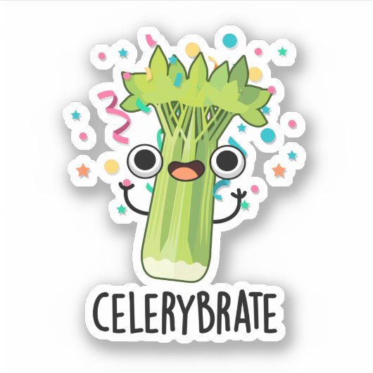 Selderijbont Funny Veggie Celery Pun Sticker (Voorkant)