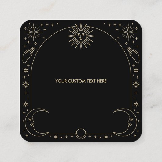 Selderijgoud en zwarte stroloog vierkante visitekaartje (Achterkant)