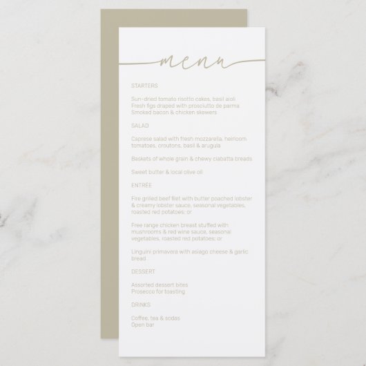 Selderijpoeder · Modern minimalistisch script brui Menu (Voorkant / Achterkant)