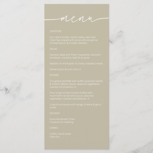 Selderijpoeder · Modern minimalistisch script brui Menu (Voorkant)
