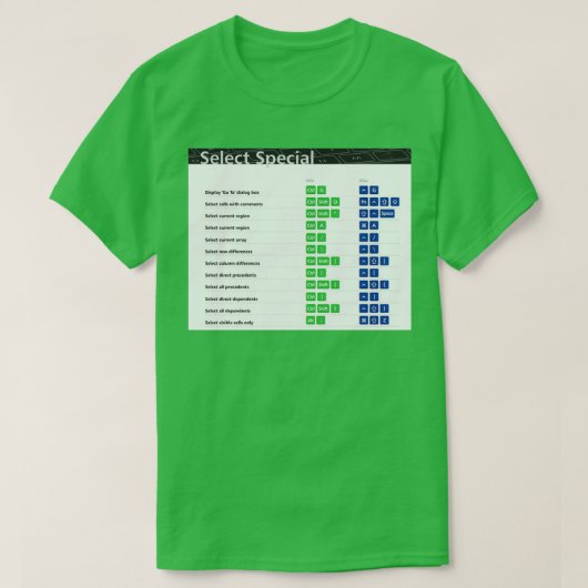 Selecteer de optie Speciaal Excel-toetsenbordsnelt T-shirt (Design voorkant)