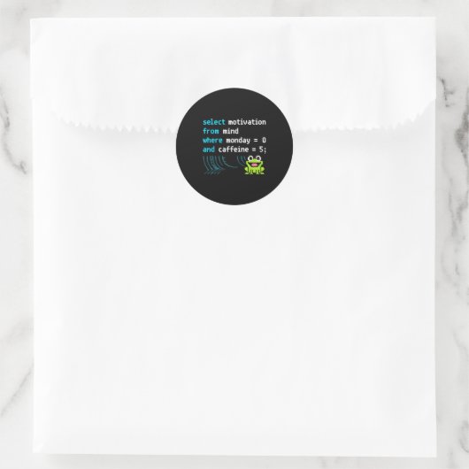 Selecteer Motivation Frog – Funny Pixel SQL Code Ronde Sticker (Tas)